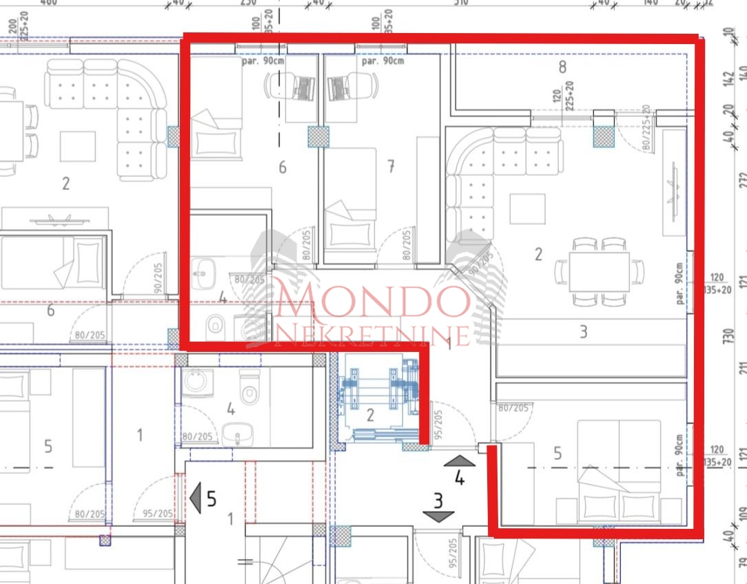 Troiposoban stan u novoj zgradi u blizini restorana Paris lux