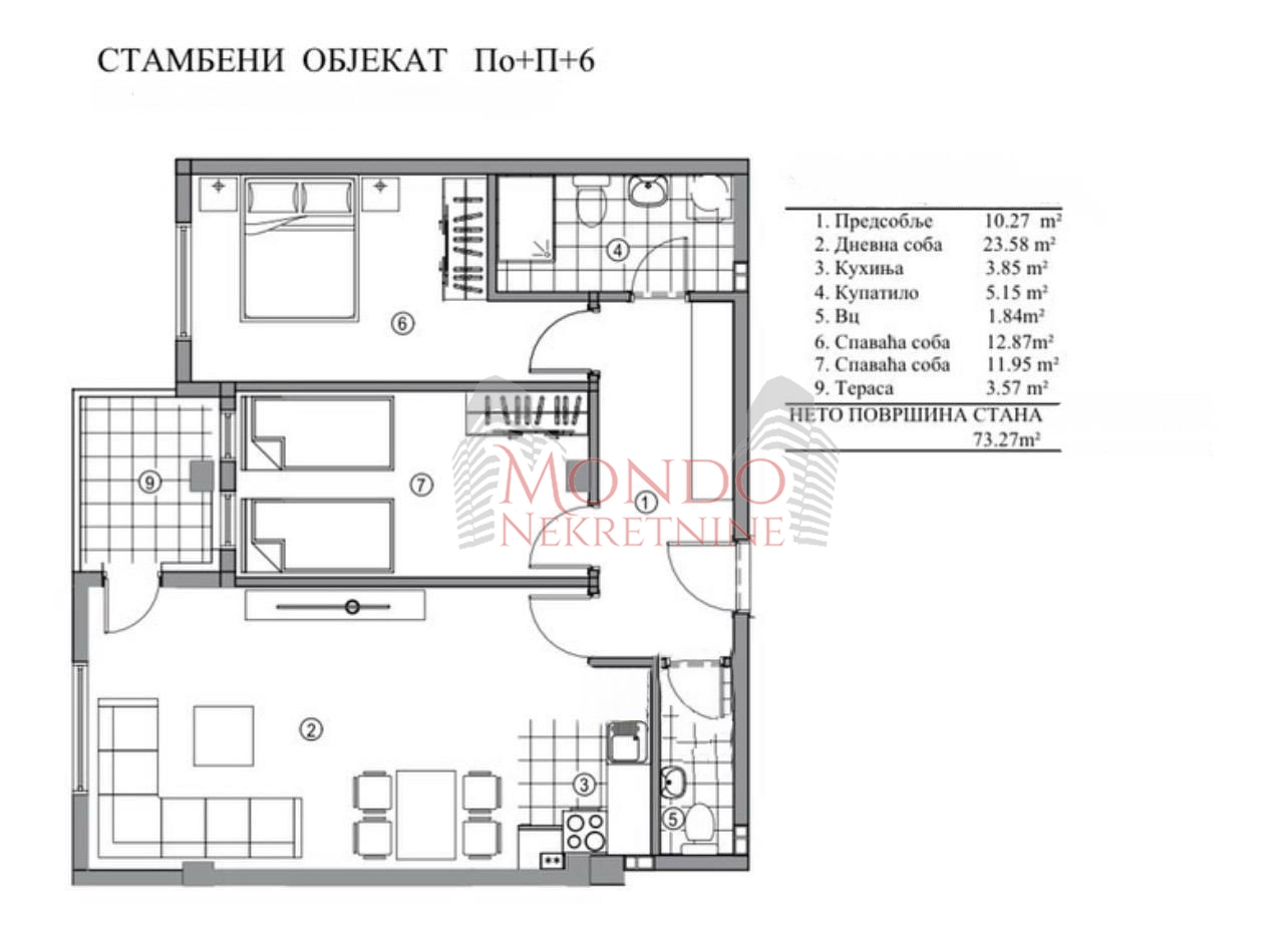 Dvoiposoban nov stan na Panteleju kod ART Caffea