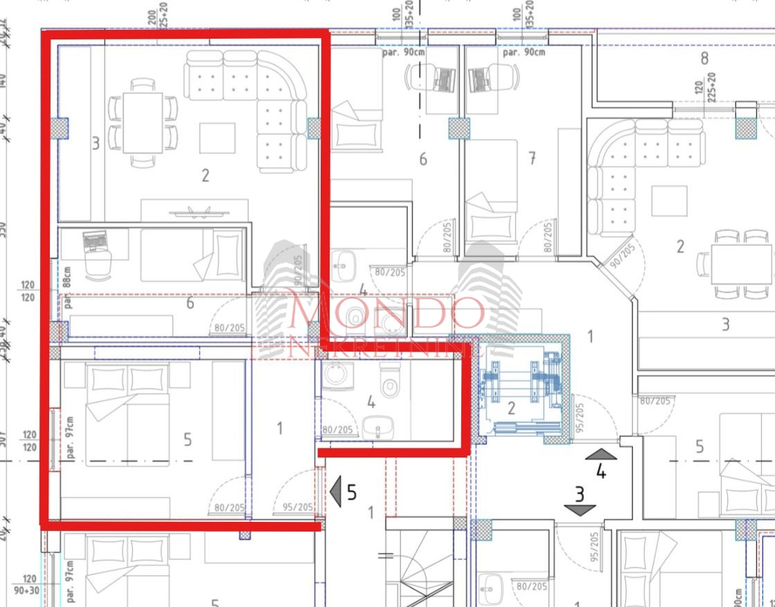 Dvoiposoban stan u novoj zgradi u blizini restorana Paris lux