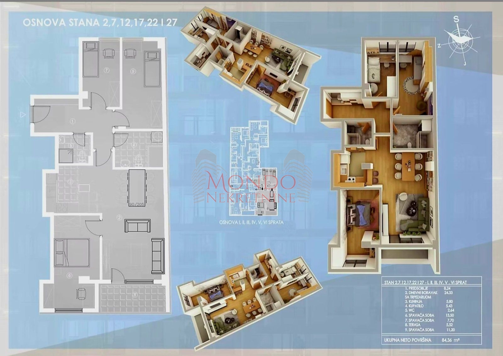 Troiposoban stan u samom centru grada, novogradnja